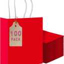 qiqee 100PCS Gift Bag with Handles Bulk Red Paper Bags Multiple Uses (11"x5"x8"inch Medium Size)