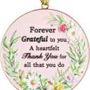 4 x Thank You Gifts for Women, Metal Hanging Daisy Ornament for Christmas Tree Decoration, Farewell, Going Away, Goodbye, Appreciation, Retirement Gifts for Coworkers Friend Teacher Employee Nurse