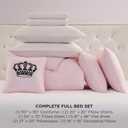 Juicy Couture Light Pink/White Link Logo Printed Comforter Set, Full – Complete 8-Piece Bed in a Bag Collection