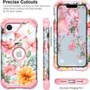 PIXIU Unique Flower Pattern Compatible with iPhone 17e/16e 6.1 inch case,Heavy Duty Dual Layer Shockproof Full-Body Protective Sturdy Hybrid Cute Rugged Case for Women,Girls,Kids Pink Flower