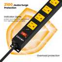 12 Outlet Long Power Strip, 3FT Power Cord, 2100 Joules Surge Protector, Wide Spaced Outlet Power Bar, Overload Protection Switch, Industrial Heavy Duty for Work Bench, Shop, Garage