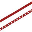 Mandala Crafts 20 Yards Red Studded Faux Suede Cords Leather Trims - Flat Vegan Leather Lace Strips String with Silver Color Rivets for Jewelry Making, Crafts, Bracelets, and Decorations