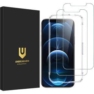 UNBREAKcable Shatterproof Tempered Glass Screen Protector for iPhone 12/12 Pro [2-Pack] [99.99% HD Clear] [Easy Installation Frame] [9H Hardness] [Full Coverage] [Bubble Free] for Apple 6.1''