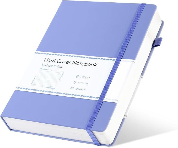 CAGIE Lined Journal Notebook for Women Men 320 Pages 100 Gsm Paper Thick Journaling Notebooks A5 Leather Journals for Writing Hardcover Journal Supplies for Work Note Taking Diary, 5.7x8.3 In, Purple