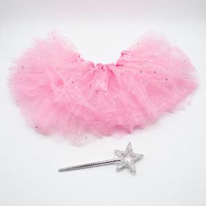 Girls Pink Fluffy Skirt with Light Up Wand