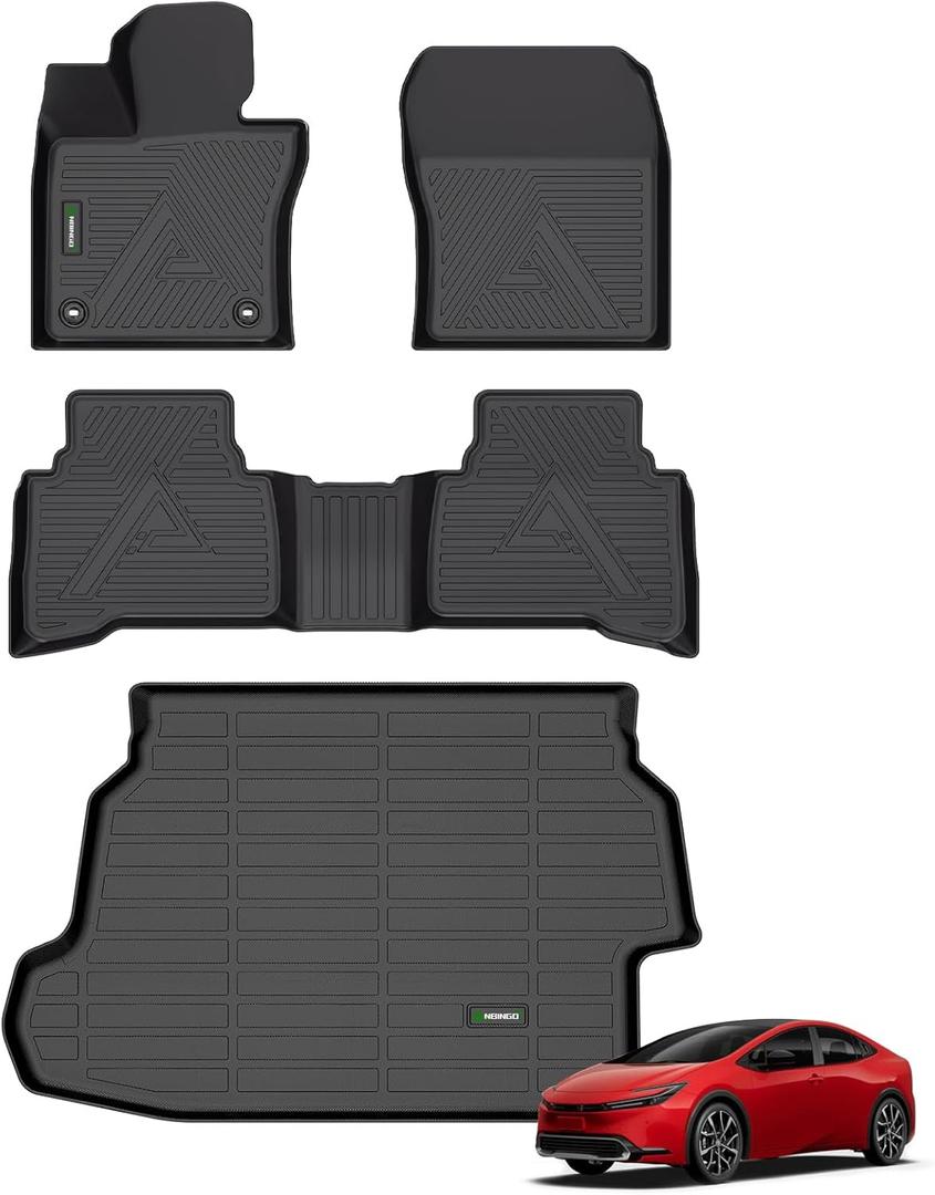 ANBINGO Floor Mats & Cargo Liner Custom for Toyota Prius & Prius Prime 2026 2025 2024 2023 All Weather Prius Car Mats 1st, 2nd Row Set & Cargo mat Prius Floor Mats 2026 Accessories-Black