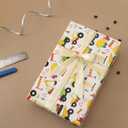 wishinside Kids Wrapping Paper Roll, 17 Inches X 32.8 Feet, Mini Roll, Vehicle-themed Design Wrap Paper for Kids Boys Construction Truck Birthday, Baby boy, Baby Shower, 1 Roll