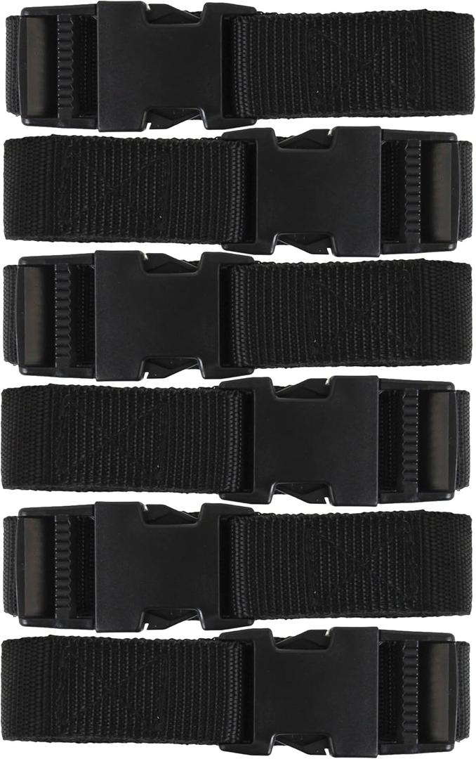 Utility Strap with Quick-Release Buckle, Black, 72-Inch, 6-Pack