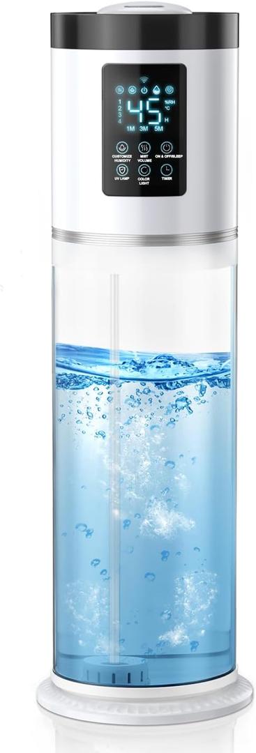 Humidifiers for Bedroom Large Room with Clear Tank, 7-Color Ambient Light,8L 2.1Gal 36dB Ultrasonic Cool Mist Humidifiers with Humidistat, Essential Oil Tray for Home Bedroom Office (White)