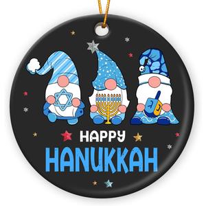 Happy Hanukkah Ornament 2025 - Gnome Ornaments for Christmas Tree, Funny Hanukkah Gifts for Women, Men, Jewish Gifts for Friends, Chanukah Christmas Ornament, Gnome Ornaments for Hanging Decorations