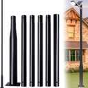20Ft Tall Street Light Pole for Outside, Galvanized Steel Solar Street Lamp Post Perfect for Outdoor Lights Exterior Backyard Camera Porch Parking Lot with Mounting Rebar Cage(Black)