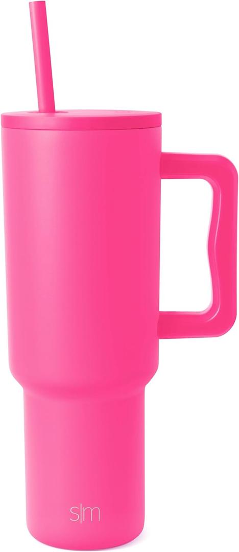 Simple Modern 40 oz Trek Tumbler with Handle and Straw Lid | Cup Holder Friendly Insulated Stainless Steel Travel Mug | Raspberry Vibes