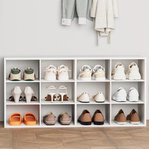 Aenuert 12-Cubby Shoe Rack, 3-Tier Wood Shoe Organizer, Multifunctional Shoe Organizer Bench for Entryway, Mudroom, Hallway, Closet,36.22 * 11.81 * 17.72 Inch,White