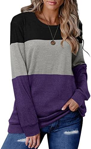 CRAZY GRID Womens Trendy Long Sleeve Shirts Casual Loose Soft Sweatshirt Fall Tops, Medium