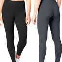2 x SATINA High Waisted Leggings for Women - Comfortable and Stretchy in Versatile Sizes and Colors - Workout Yoga Leggings Set (Black & Charcoal)