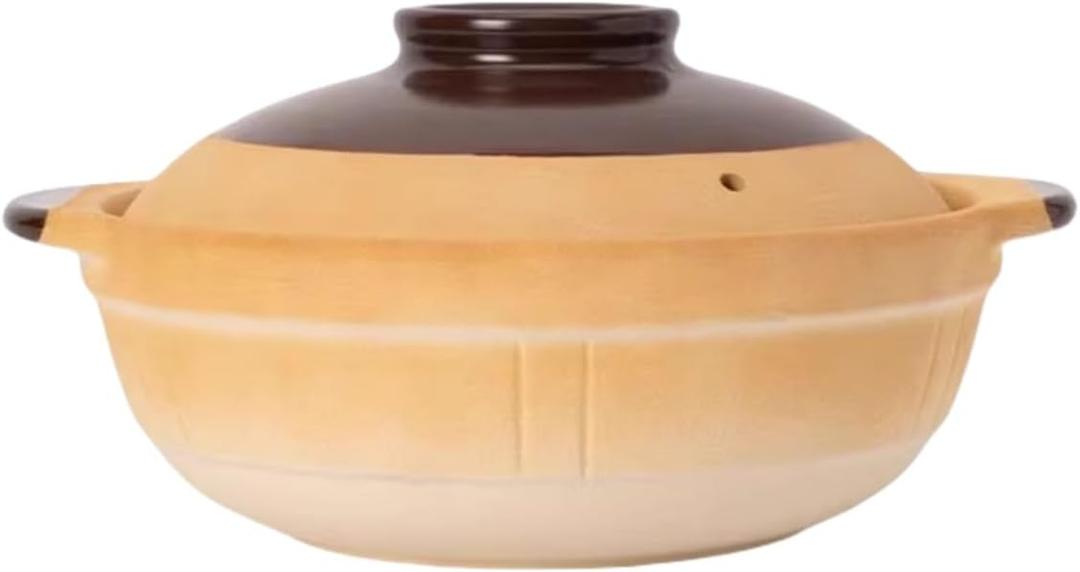 XICHENGSHIDAI Ceramic Casserole Pot with Lid, 2.1 Quart Chinese Clay Cooking Pot for Stovetop, Heat-Resistant Earthenware Stockpot for Stew, Soup, Rice, Noodles, Yellow