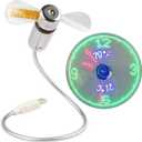 SAYTAY LED Clock USB Fan With Temperature Display - Portable Cooling Mini Gooseneck Fan for Office, Home & Travel (TC)
