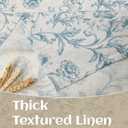 JIUZHEN Thick Textured Linen Floral Valance for Kitchen/Living Room/Bedroom Window, Rod Pocket French Farmhouse Light Filtering Valance Curtain, Blue Peony, 52 x 14 Inches, 1 Panel