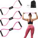 Figure 8 Resistance Band, Exercise Bands for Back, 8 Shaped Resistance Bands for Arms, Shoulder, Leg Stretching, Physical Therapy, Yoga, Pilates, Home Gym Workout Equipment for Women Men (1-Pink)