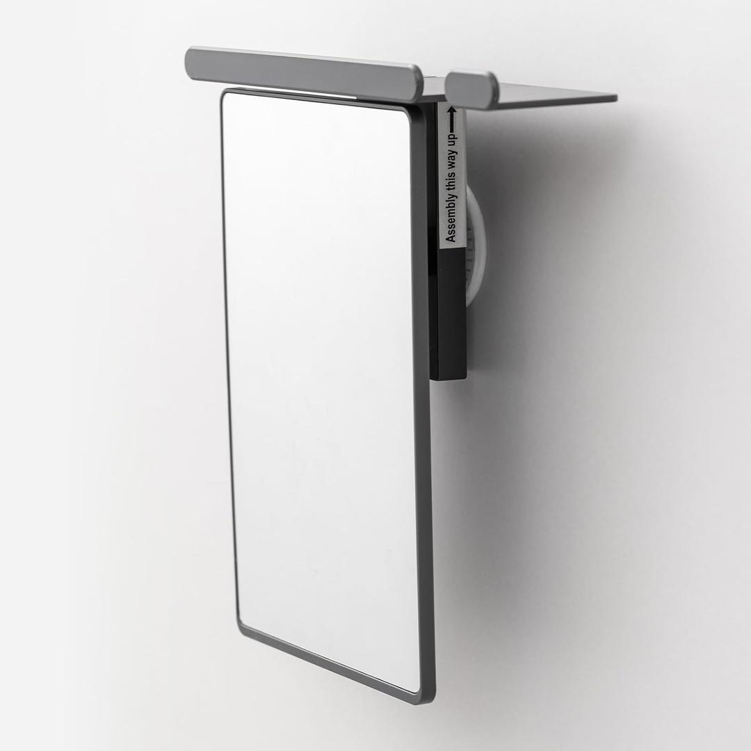 TAILI Shower Mirror Fogless for Shaving with Razor Holder, Anti-Fog with Powerful Suction Wall Mounted for Bathroom, Makeup Shave Mirror for Men & Women, Shatterproof & Removable, Grey