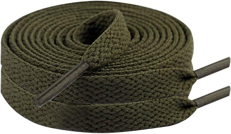 2 Pairs Flat Shoe laces Colorful Shoelaces for Sneakers Athletic Running Shoes Boot Strings 5/16" Wide (Army Green)