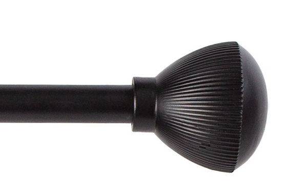 Kenney August Standard Steel Decorative Window Curtain Rod, 28-48" Adjustable Length, 5/8" Dia., Matte Black
