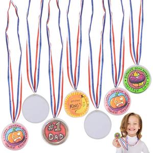 ArtCreativity Make Your Own Medals Kit, Set of 24 Custom Medals, DIY Award Medals for Kids with Patriotic Ribbons, Fun Craft Activity Kit for Parties, School and Home, Party Favors Medals