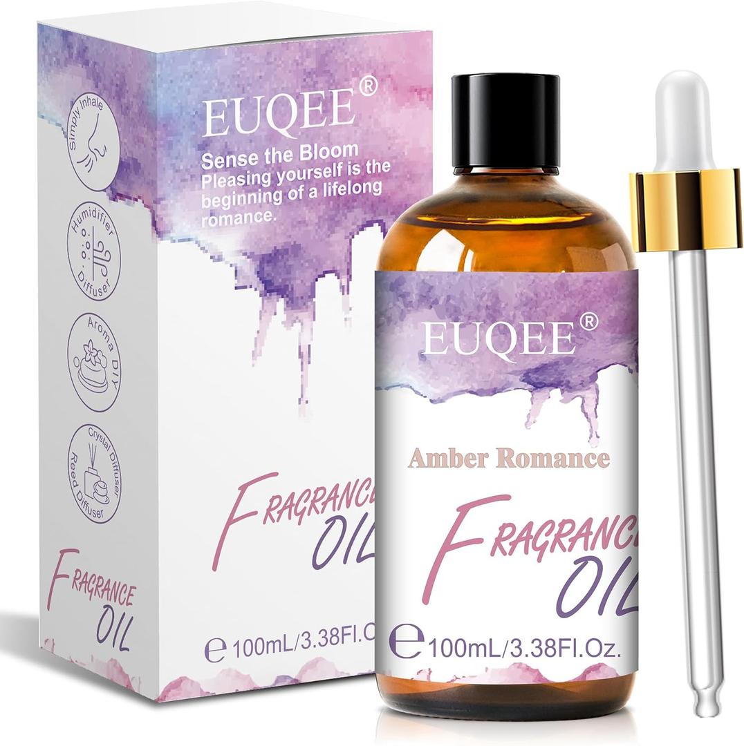 EUQEE Amber Fragrance Oil for Candle Making 100ml/3.38 Fl Oz | Essential Oil for Home, Long Lasting Aromatherapy Oil for Diffuser, Soap Making, Laundry, Home Fragrance Gift
