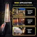 Patio Heater Glass Tube Replacement with Rubber Ring, 49.5 Tall 4 Diameter, Quartz Glass Tube Fit Four-Sided Pyramid Flame Outdoor Heaters Compatible with Hiland, Fire Sense
