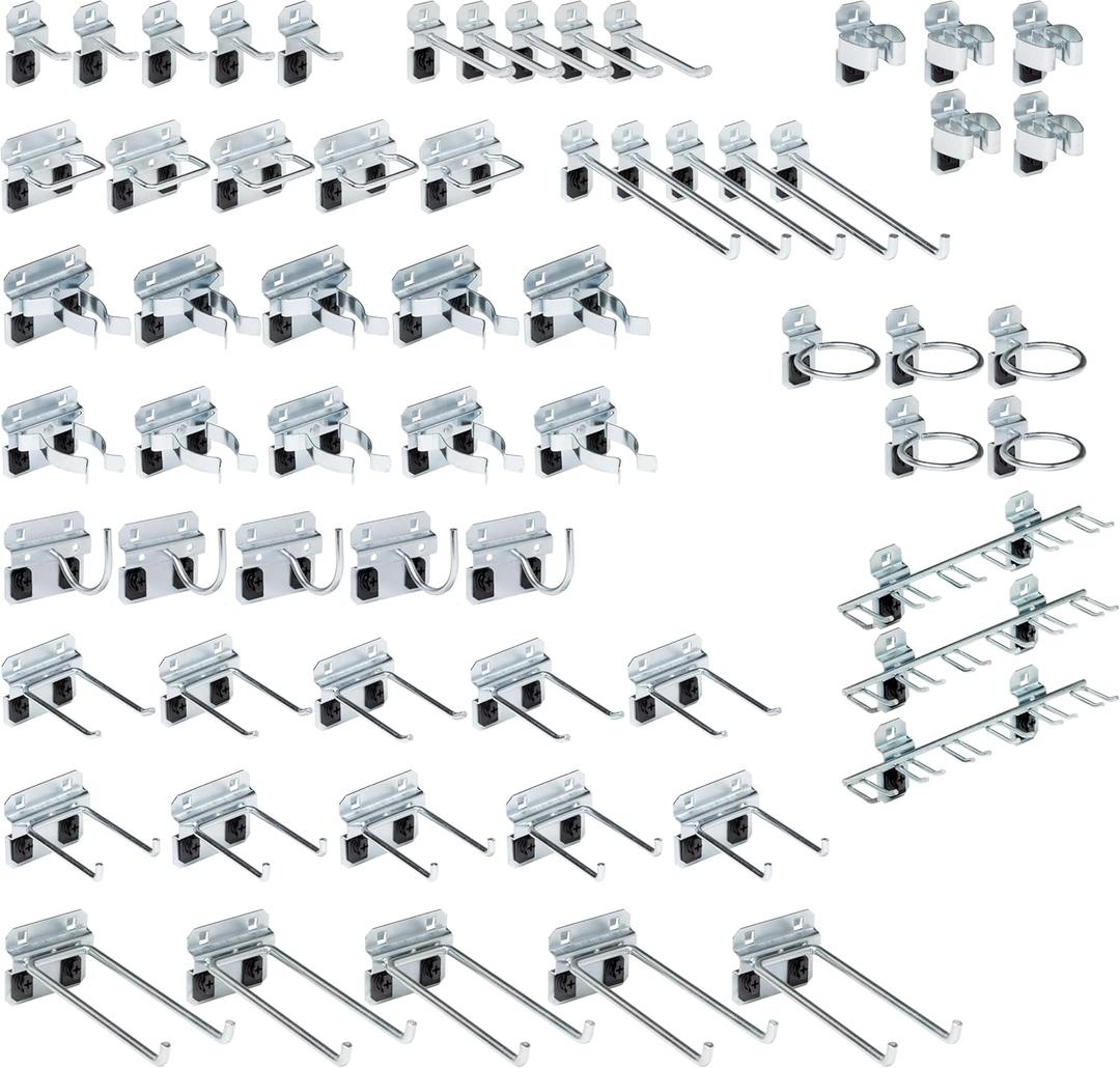 Triton Products LockHook Steel Pegboard Hook Accessories Kit - 63 Piece - Garage Storage and Organization, Silver