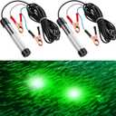 Geelin 12v 10w Green Underwater Fishing Light Submersible Lure Bait LED Fishing Attracting Light Night Green Glow Finder Lamp for Pool Boat Sea Ice Crappie Squid Shad Shrimp