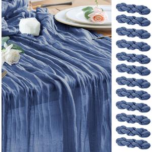 Wokceer Cheesecloth Table Runner 12Pack 10FT Blue Boho Gauze Cheese Cloth Table Runner for Party Long Rustic Sheer Table Runners for Baby Bridal Shower Wedding Easter Table Decor