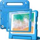 JETech Kids Case for iPad 9.7-Inch (6th/5th Generation, 2018/2017 Model) with Built-in Screen Protector, Shockproof Full-Body Handle Stand Tablet Protective Cover (Blue)