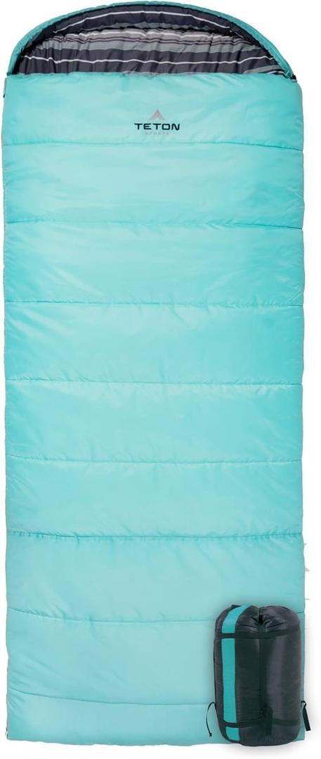 Teton Celsius Regular, 25F, 20F, 0F Degree Sleeping Bags, All Weather Bag for Adults and Kids, Camping Made Easy and Warm, Travel Sack Included (Teal (Right Zip))