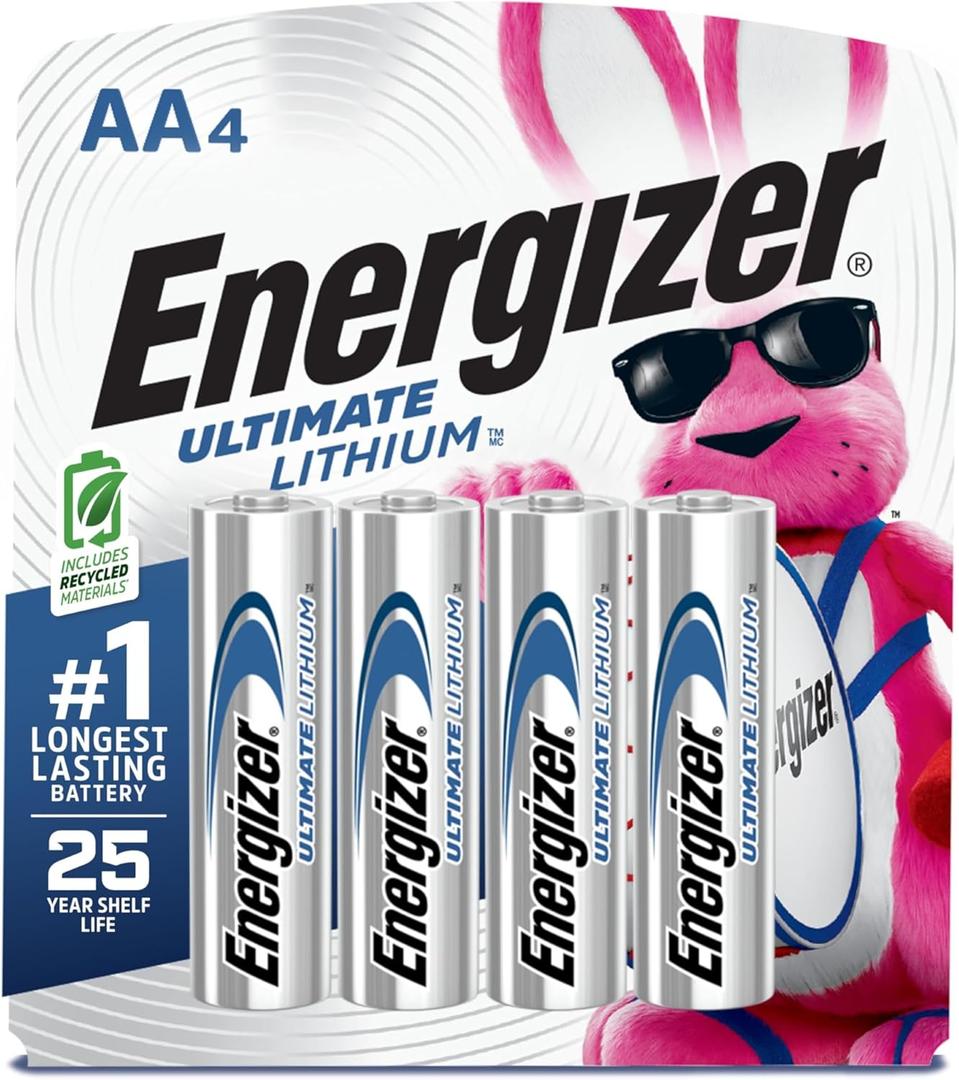 Energizer Ultimate Lithium AA Batteries (4 Pack), 1.5V Lithium Double A Batteries