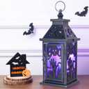 DECORKEY Halloween Decorations Indoor, 14.9" Decorative Graves&Skeleton Hands Lantern with 82" LED Lights(8 Modes; No Battery), Hanging Spooky Halloween Lanterns, Outdoor Home Room Door Party Decor