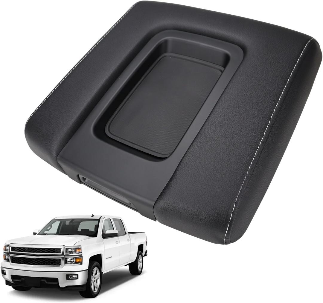 Front Seat Center Console Armrest Lid for Chevy Suburban Tahoe Silverado 1500 2500 3500 GMC Sierra Yukon XL Cadillac Escalade ESV 2014 2015 2016 2017 2018 2019 2020 14 15 16 17 18 19 20 22881398 Black