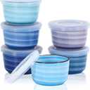 Selamica 4 oz Ramekins with Lids Oven Safe, Creme Brulee Souffle Dishes Ramekins with Covers, Porcelain Custard Cups for Baking, Stackable Mini Ramekin Bowls for Pudding Dip Sauces, Set of 6, Gradient Blue
