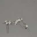 Casdre Flower Bridal Hair Pins Pearl Bride Wedding Hair Accessories Rhinestone Hair Piece for Women and Girls(Pack of 3) (A Silver)