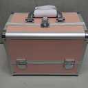 Joligrace Makeup Train Case Cosmetic Box 11.8 Inches Jewelry Organizer Professional 3 Tiers Trays with Mirror and Brush Holder Lockable Key Portable Travel Mermaid Pink