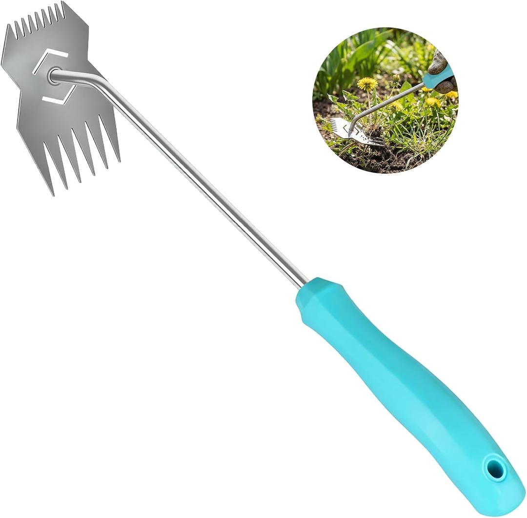 Garden Weed Tool,2026 Portable Gardening Tools,Adopting Ergonomic Handle Design,Stainless Steel Weeding Tools,Hand Weeder Tool Suitable for Farm Planting,Gardening(Blue Handle)