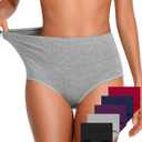 OUENZ Womens Underwear Cotton High Waisted Panties Full Coverage Postpartum Briefs Soft Stretch Ladies Underpants Multi Pack (Large)