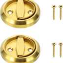 uxcell Round Recessed Pull 3" Stainless Steel Recessed Door Handle Concealed Brushed Handles Cabinet Hidden Knob for Various Modern Door Gold 2Pcs (Inner Hole Size: 8 x 8mm)