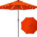 9FT Solar-Powered LED Patio Umbrella with Tilt Crank, Outdoor Market Umbrella with 32 Lights, Sunshade for Deck, Garden and Pool, Orange