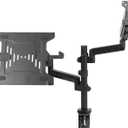 VIVO Dual Arm Monitor + Laptop Mount for 17 to 32 inch Screens and 10 to 15.6 inch Laptops/Pneumatic Height Adjustment, Full Articulating Tilt, Swivel/Heavy Duty VESA Stand, STAND-V102L