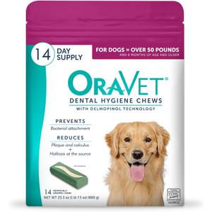 Oravet Dental Hygiene Chews for Large Dogs Over 50Lbs 14Count