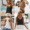 Huukeay 3 Pack Women's Tank Tops V Neck Racerback Tops Loose Fit Summer Casual Sleeveless Tee Workout Yoga Athletic Shirts(Black, White, Khaki,Large)