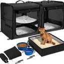 Large Cat Carrier for 2 Cats with Zipper Locks, Double Cat Carrier with Travel Litter Box, Soft Pet Travel Carrier for Cats and Small Dogs Up to 45 Lbs, Black