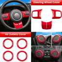 E-cowlboy 18 PCS Full Set Interior Decoration Trim Kit Steering Wheel Center Console Door Handle Air Conditioning Vent Cup Holder Gear Cover Trim for Jeep Wrangler JK JKU 2011-2018 4-Door (Red)