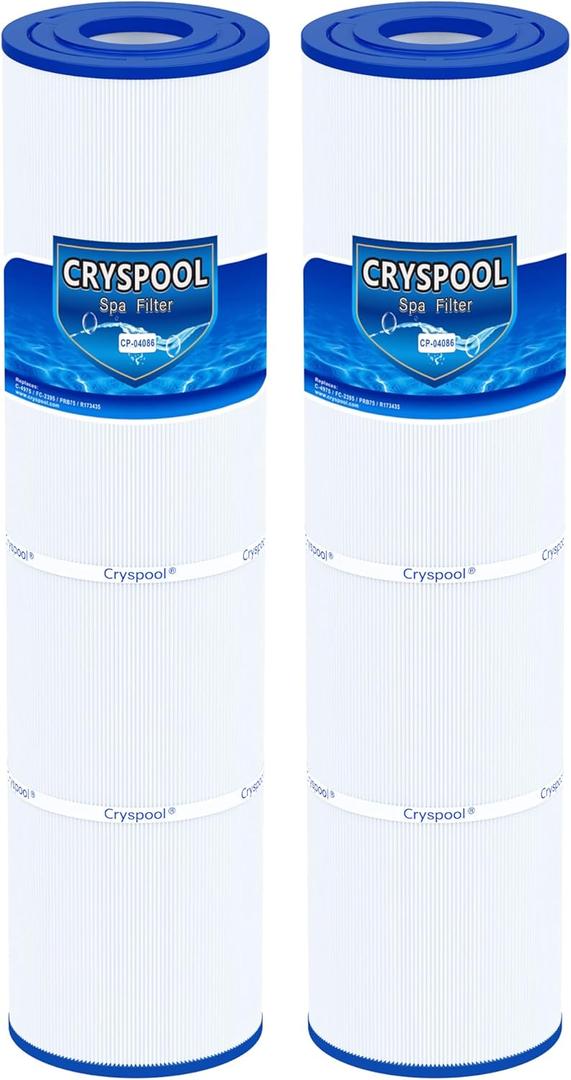 Cryspool 04086 Filter Compatible with Rainbow RTL-75, Custom Molded Products 25390, C-4975, PRB75, R173435, 17-2632, 75 Sq. Ft Spa Filter Cartridge, 2 Pack